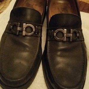 Mens black leather ferragamo shoes size 11